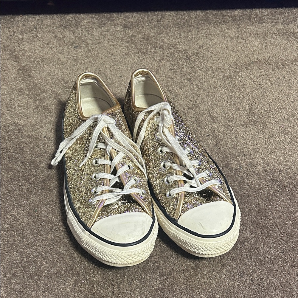 Converse Gold Glitter Sneakers